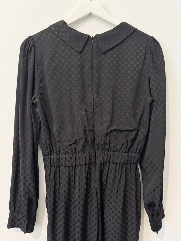 Ali‎ Jay Jumpsuit Size Medium Black Polka Dot Long Sleeve Pocket Mob Wife Retro - Image 11