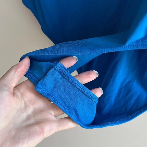 ZARA Bright Blue Highneck Racerback Tank Bodysuit, Size Large - Image 5