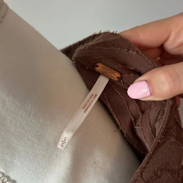 Free People Brown Button Up Dramatic Blouse Boho Oversized Size Large - Image 5