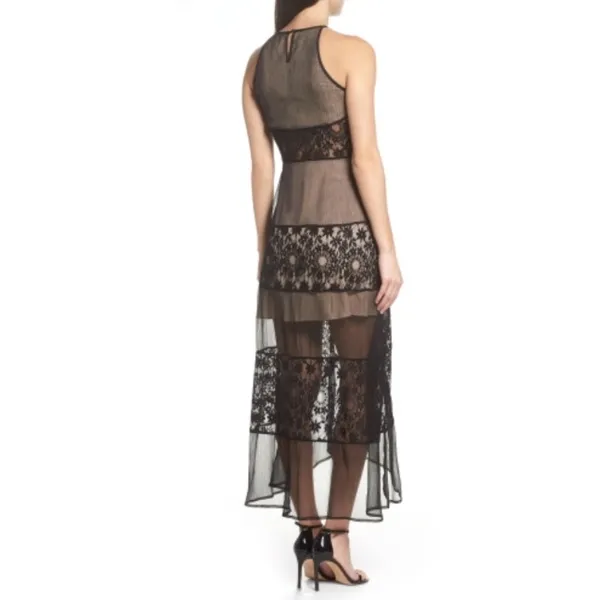 Foxiedox Tristan Lace & Chiffon black maxi dress size L - Image 3