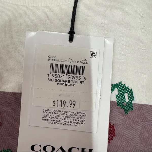 coach Signature Square Cross Stitch Cherries T Shirt ci403 - Image 3