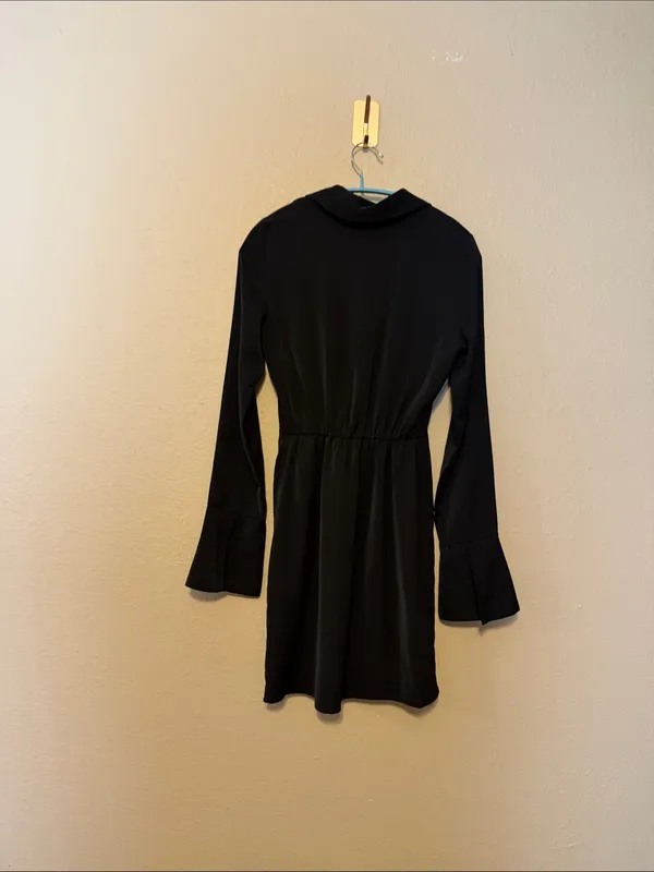 Abercrombie & Fitch Knot-Front Shirt Dress black‎ twist Size XXS Tall - Image 7