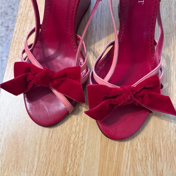 L.K. Bennett red heel red bow with sling back strap 9.5 Pink - Image 8