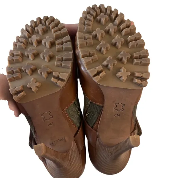 Tory Burch Oren Peep Toe‎ Booties Olive Brown Leather 8 - Image 6