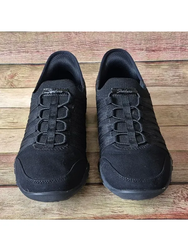 Skechers Slip In Shoes Womens 8.5 Breathe Easy Roll With Me Memory Foam Black - Image 3