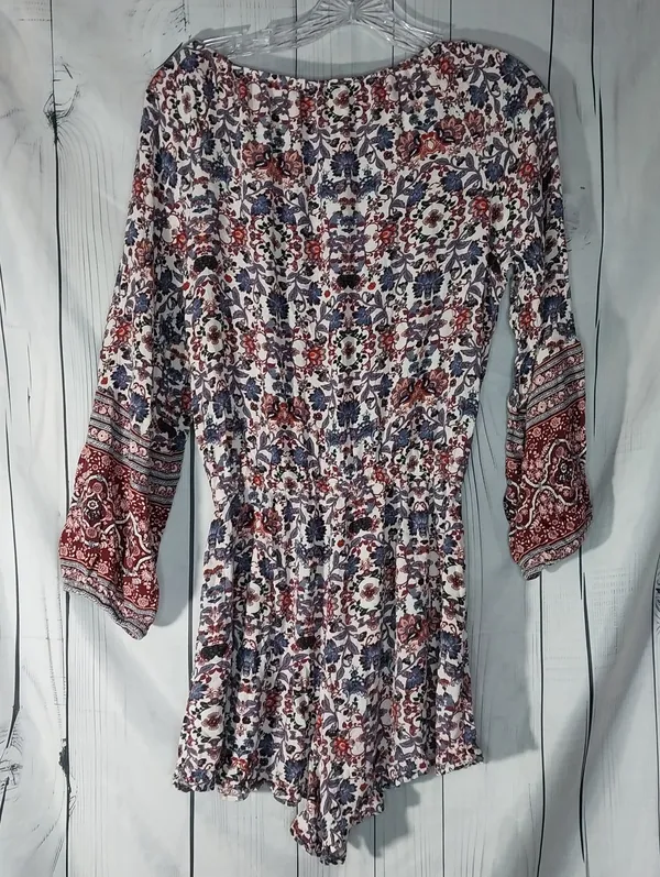 American Eagle Boho Floral Festival Hippie Peasant Concert Smocked Waist Romper - Image 2