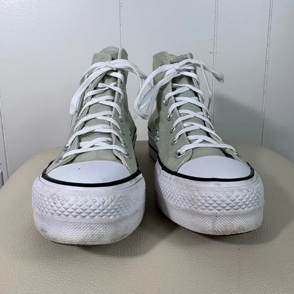 Converse Women's Light Green High Top Lace Up Canvas Sneakers 7.5 Casual Summer - Image 3