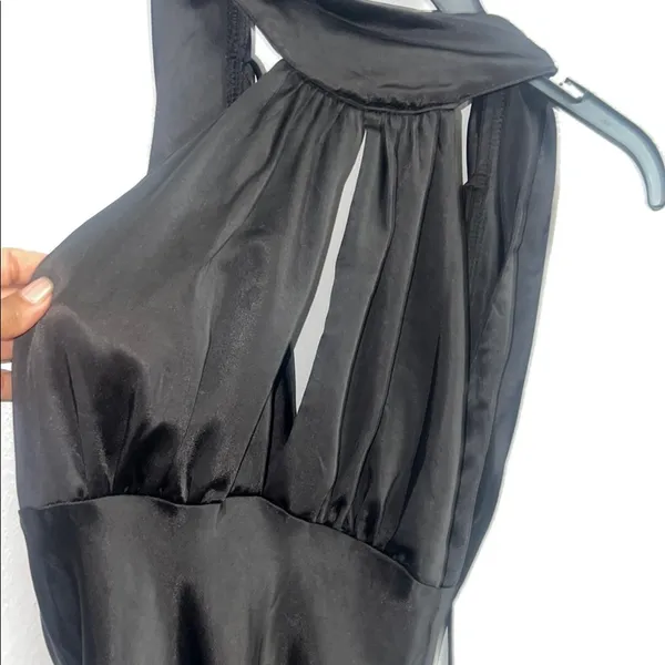 Flawed*** Small Black Satin Halter Neck Midi Dress - Image 6