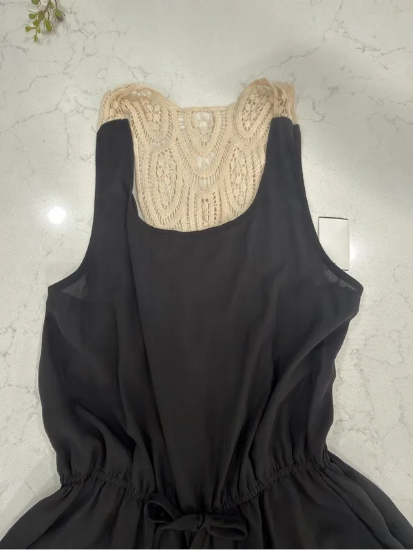 Liberty Love Black Jumpsuit with Cream Crochet Back - Image 2