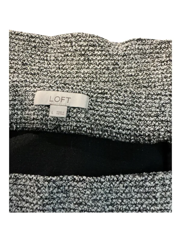 LOFT Ruffle Hem Textured Mini Skirt Black Gray Marled Knit Size Large - Image 3