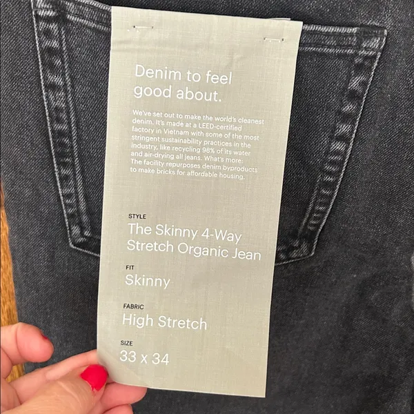 NWT Everlane Black The Skinny 4-Way Stretch‎ Organic cotton Jean 33 x 34 men’s - Image 5