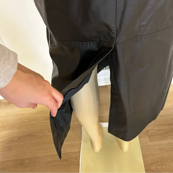 Comint‎ Leather Black Trench Coat Long Duster Jacket Womens Large C5087 Vintage - Image 7