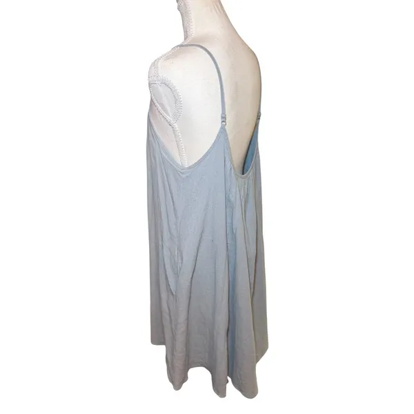 Wishlist Blue Gauze Swing Dress L Strappy Low Back Pockets Flowy - Image 5