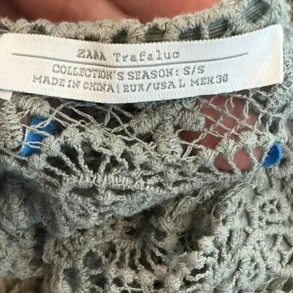 Zara Khaki Green Crochet Lace‎ Body Suit Size Large - Image 3