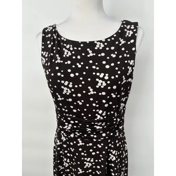 Jessica Howard Dress Womens 8‎ Brown Polka Dot Rockabilly Ruched Midi Retro - Image 2
