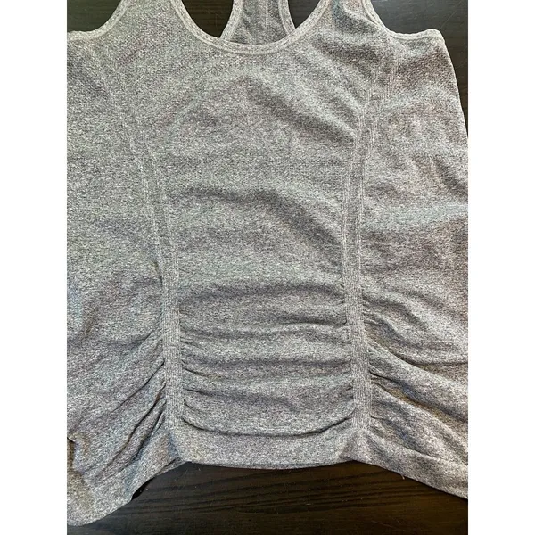 Athleta Fastest Track Medium‎ Seamless Ruched Tank Top Gray Athleisure - Image 6