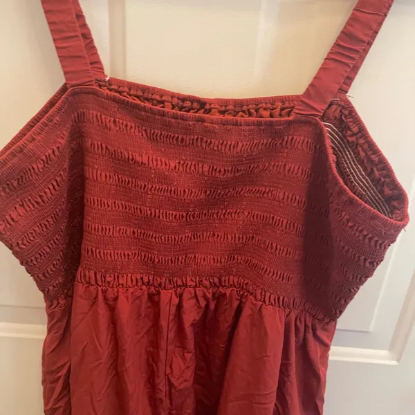 BTFBM Rust Red Smocked Tiered Midi Dress‎ XXL Boho Square Neck Sleeveless - Image 5