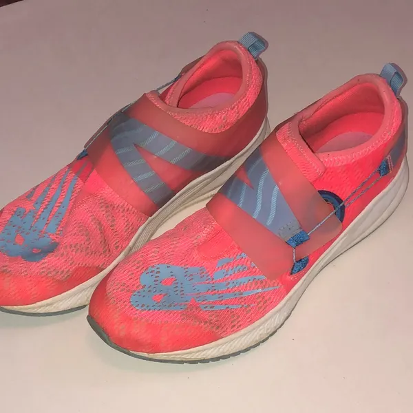 Size 7 New Balance Orange Coral Pink Slip-On Athletic Shoes - Image 2