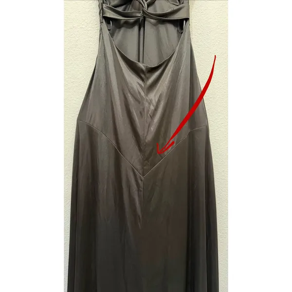 Windsor Maxi Dress Siz XS Black Satin Twist Front Crisscross Back 3/4 Homecoming - Image 12