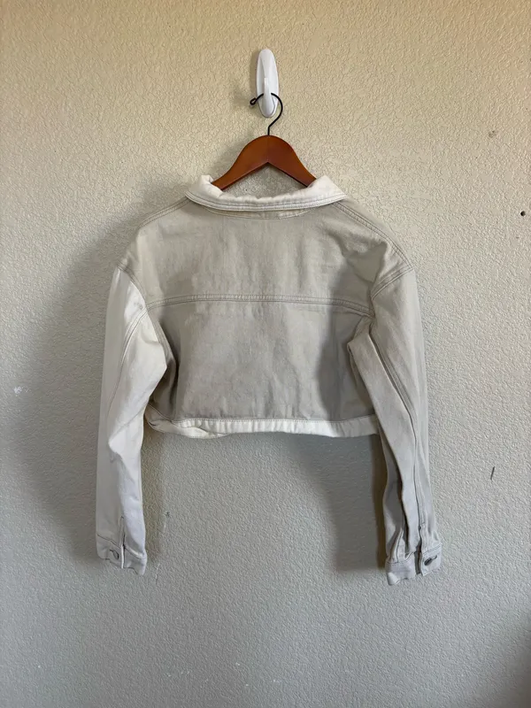 Cropped cream denim jacket White Size M - Image 4