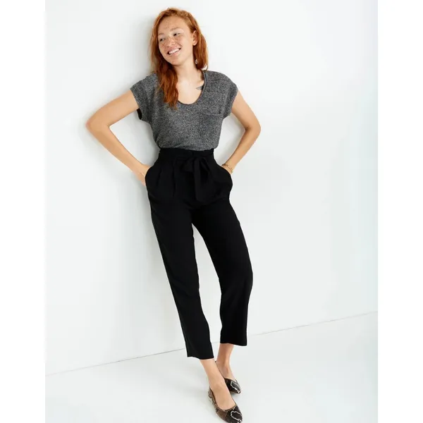 NWT Womens Size 14 Madewell Black Drapey Paperbag Dress Pants NEW - Image 2