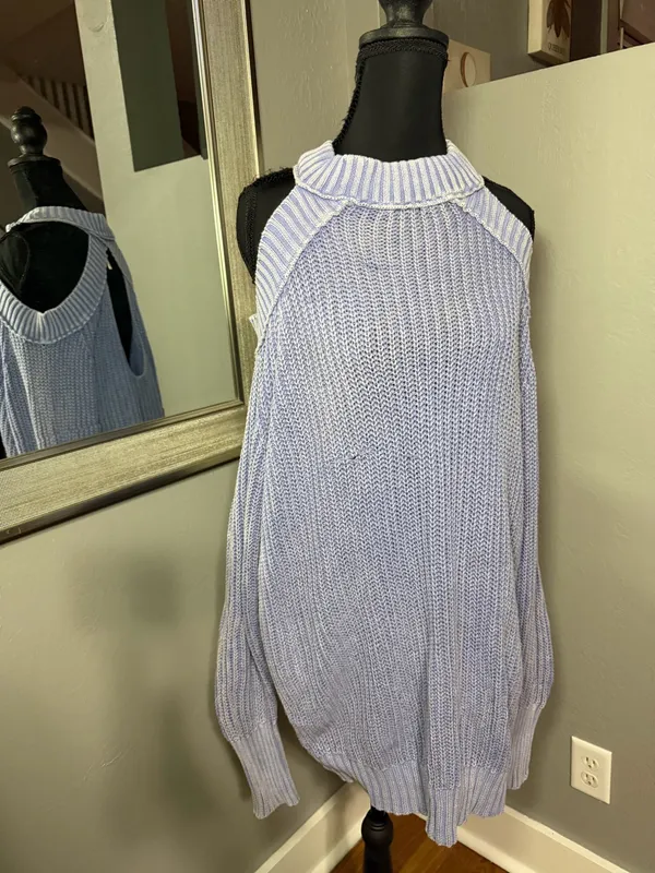 Free People Half Moon Bay cold-shoulder sweater size medium. - Image 3