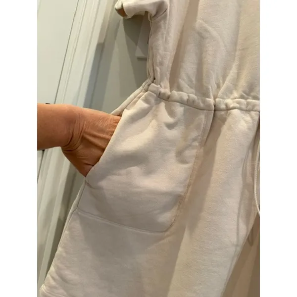 UGG Anisha French Terry Drawstring Waist Pocket Dress Small Cream Beige - Image 7