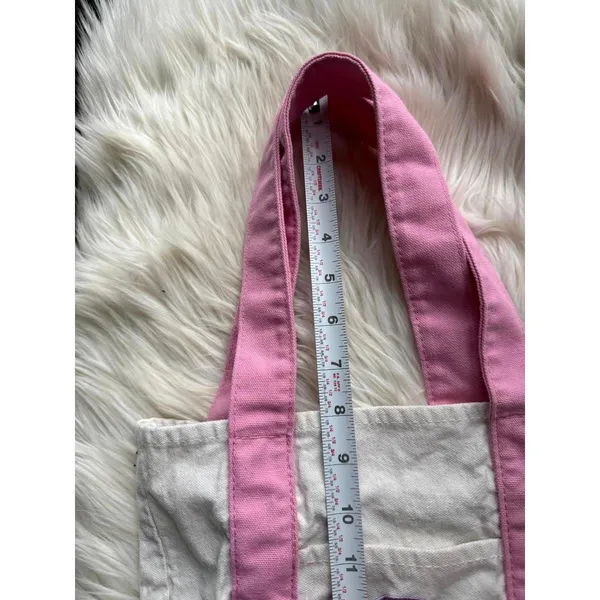 Trader Joe's Pink and White Canvas Tote Bag - Image 7
