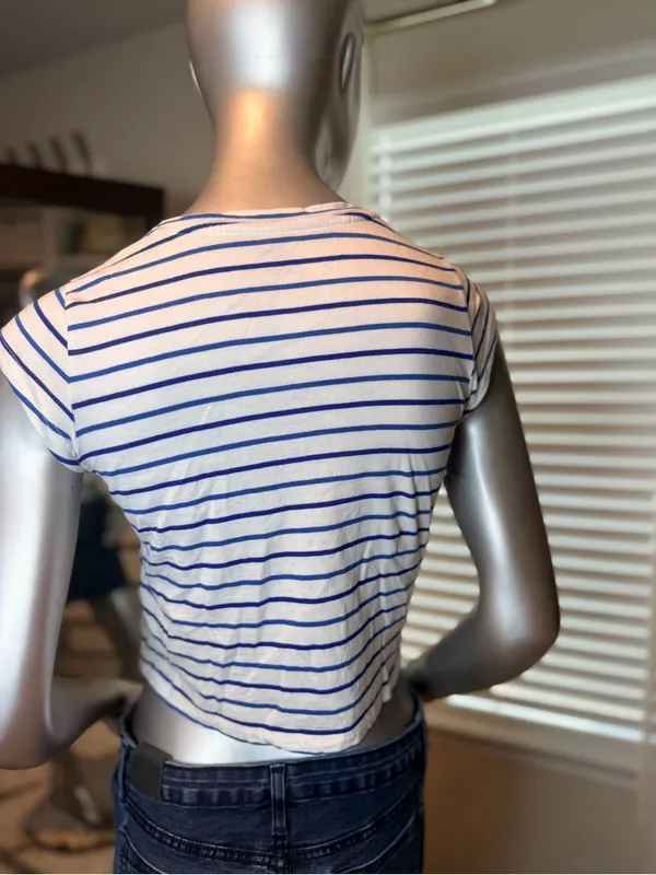 Anthropologie Maeve XS Striped Lace Crochet Crop Top 100% Cotton Boho Festival - Image 3