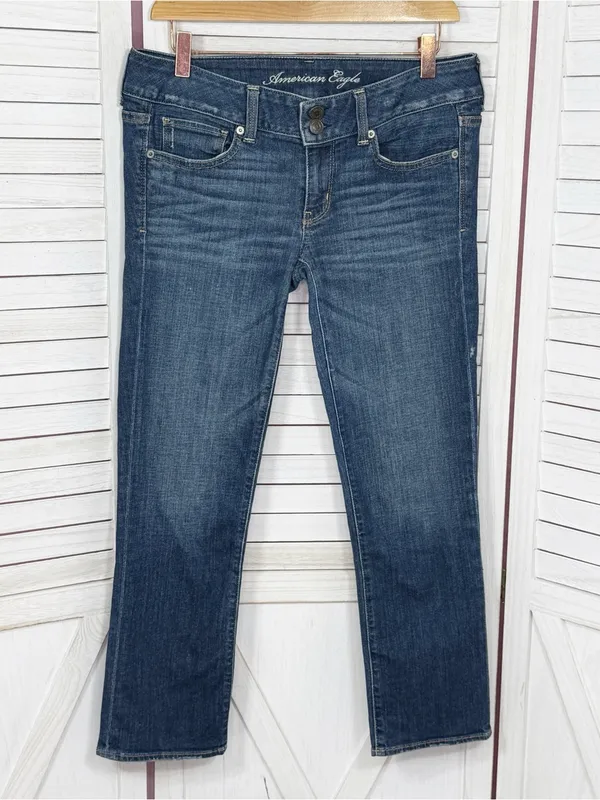 American Eagle Artist Low Rise Crop Stretch Jeans‎ Blue 6 Retro Capri Y2K - Image 2