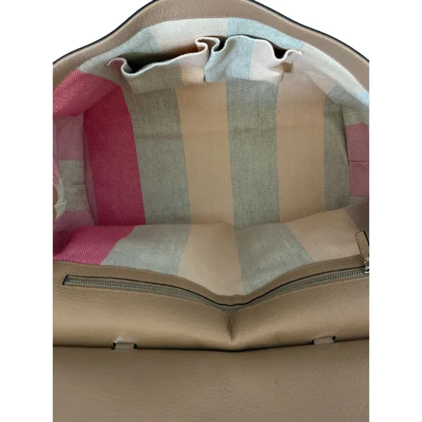 Gucci Large Bamboo Daily 370830 Camel Leather Top Handle 2Way Bag Striped Lining - Image 15