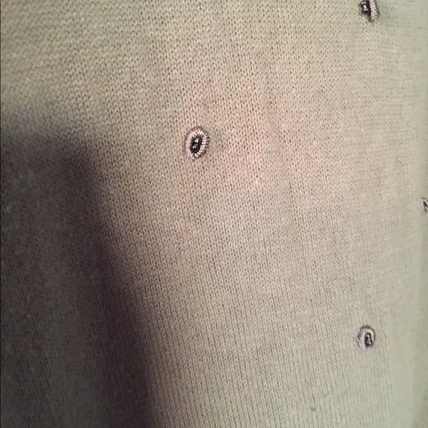 Olive green embroidered beaded detail sweater size small | Kathie Lee Collection - Image 5