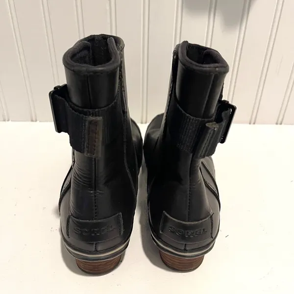 Sorel Slimpack Riding‎ Gloss Boots Women 8.5 Black Leather Waterproof NL2156-010 - Image 5