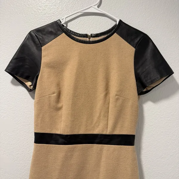 Club Monaco Size-0 Womens Dress Wool‎ Blend Lined with Leather Trim - Image 7