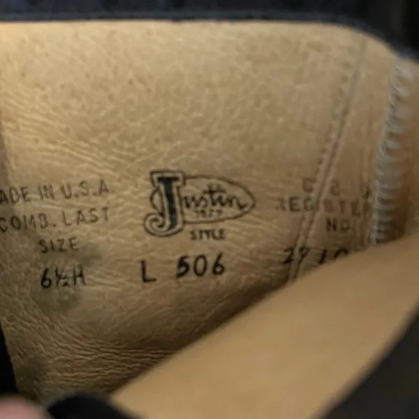 Justin Boots Vintage Leather Lace-up Ropers Black‎ - Image 5