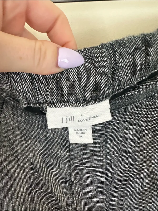J. Jill Love Linen Wide Leg Linen Blend Pants in Dark Gray Size Medium Women's - Image 3