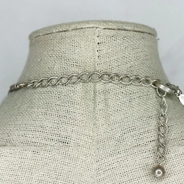 Chico's Double Strand Cord Square Striped Silver Tone Pendant ✨ - Image 5