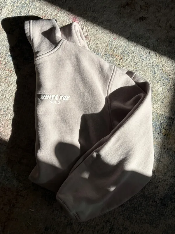 Beige White Fox Hoodie - Image 2