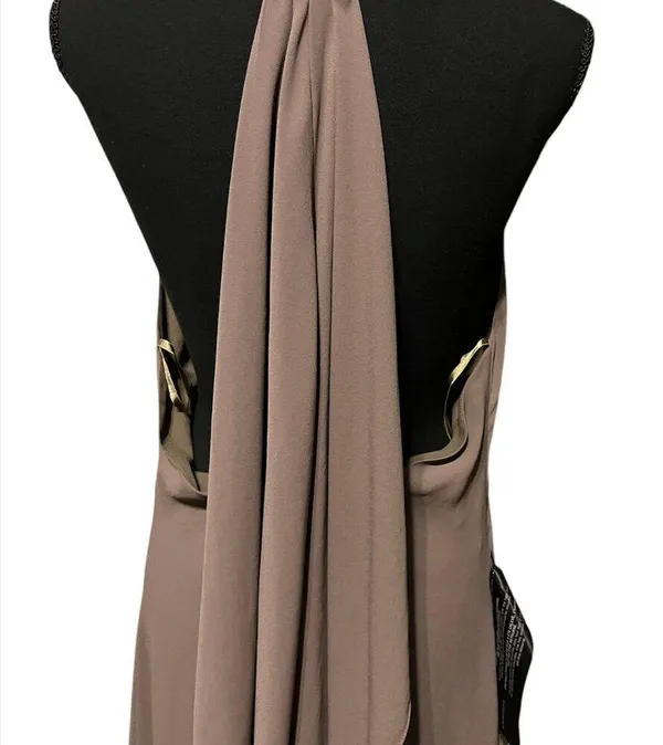 BCBG MAXAZRIA Spanish Moss Halter Asymettrical Open Back Chiffon Dress (NWT) - Image 3
