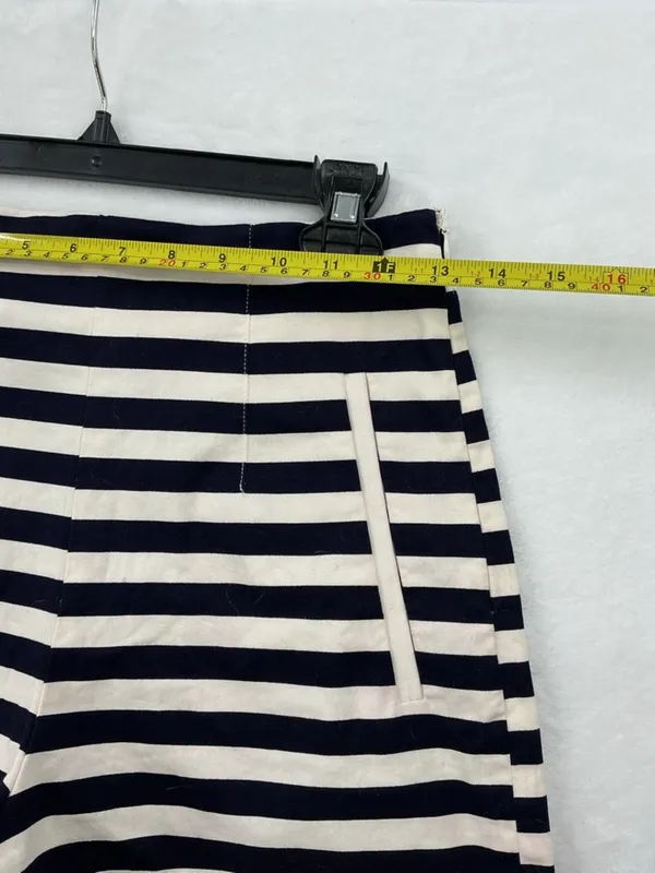 Zara Navy and White Striped Belted Shorts 813 - Image 5