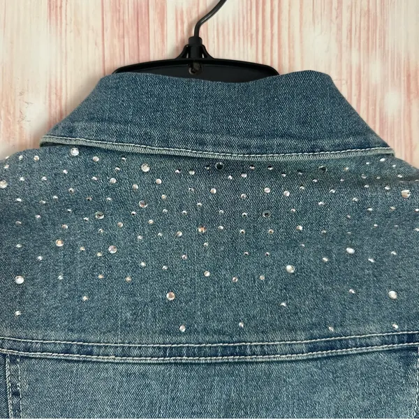 Style & Co Petite Western Festival Rhinestone Jewel Studded Denim Vest Size MP - Image 9