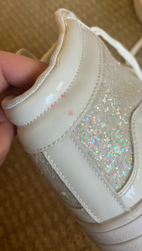 Sparkly White Platform High Top Shoes Size 8 - Image 4