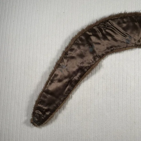 Vintage Brown Fur Stole Shawl Wrap Scarf Satin Lined Formal - Image 8