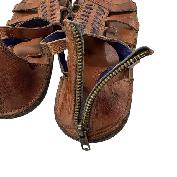 Kickers Women's Brown Leather Gladiator Sandals‎ Back Zip Strappy Retro Boho 41 Size 9 - Image 7