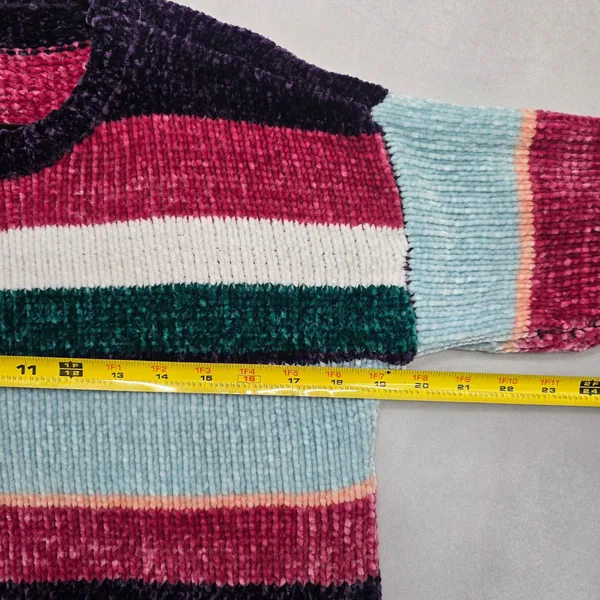 Electric Cozy Whimsy Westbound Multi Color Block‎ Stripe Pullover Sweater Medium - Image 9