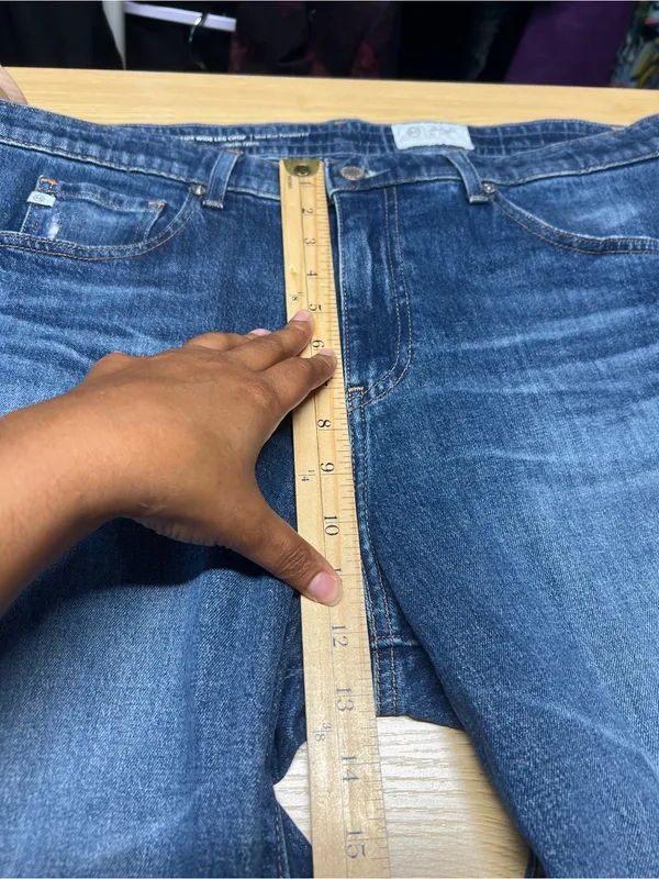 AG Saige Wide Leg Crop Watermist Paneled Jeans Size 33 - Image 12