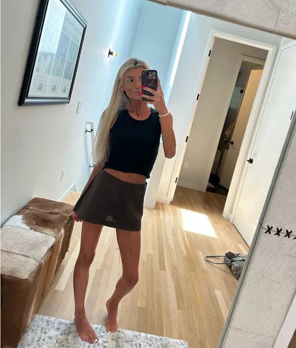 Free People Freest Brown Linen Mini Skort - Image 2