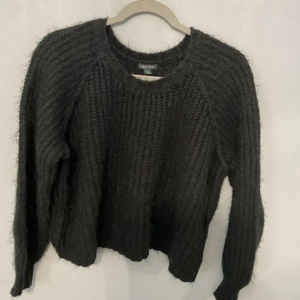 Wild Fable Womens Sweater Black Eyelash Knit Raglan Sleeve Medium - Image 2