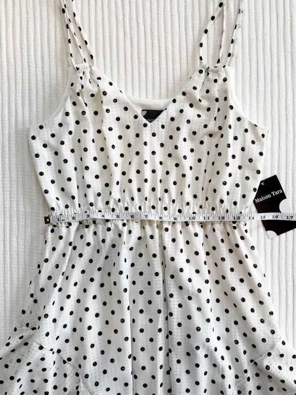 NWT Polka Dot Tiered Ruffle Maxi Dress White Size 8 - Image 5
