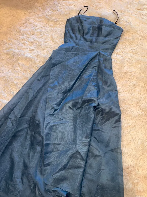 NEW Donna Karan New York Ruched Strapless Organza indigo blue Gown Sz 2 - Image 6
